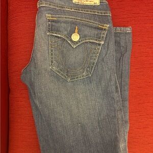 True Religion Women's Classic Blue Straight Leg Jeans